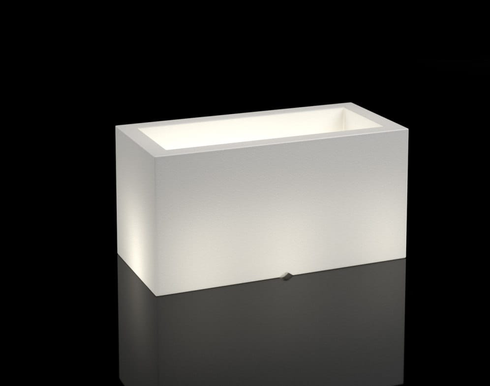 Langer LED-Pflanzkübel auf Rollen Monumo Lungo Light Kaltweiß 38 cm