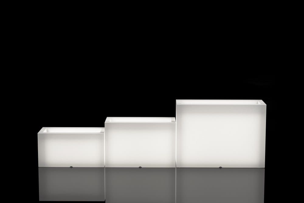 Langer LED-Pflanzkübel auf Rollen Monumo Lungo Light Kaltweiß 38 cm