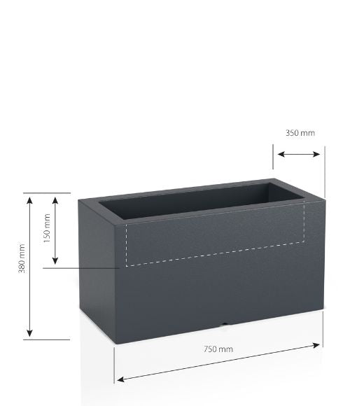 Langer LED-Pflanzkübel auf Rollen Monumo Lungo Light Kaltweiß 38 cm