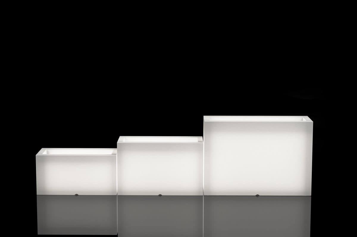 Design-Blumentopf Lungo Grande Light 60 cm auf Rollen mit LED