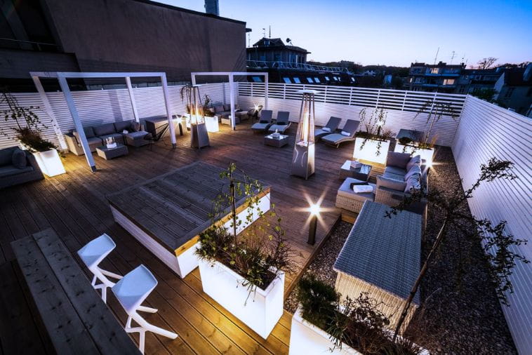 Design-Blumentopf Lungo Grande Light 60 cm auf Rollen mit LED