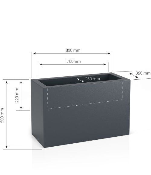 Langer LED-Pflanzkübel auf Rollen Monumo Lungo Maxi Light Neutralweiß 50 cm