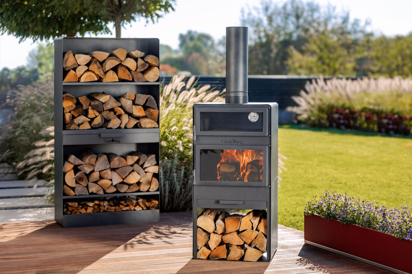 Gartenofen Vento mit Backfach und Doppelverglasung