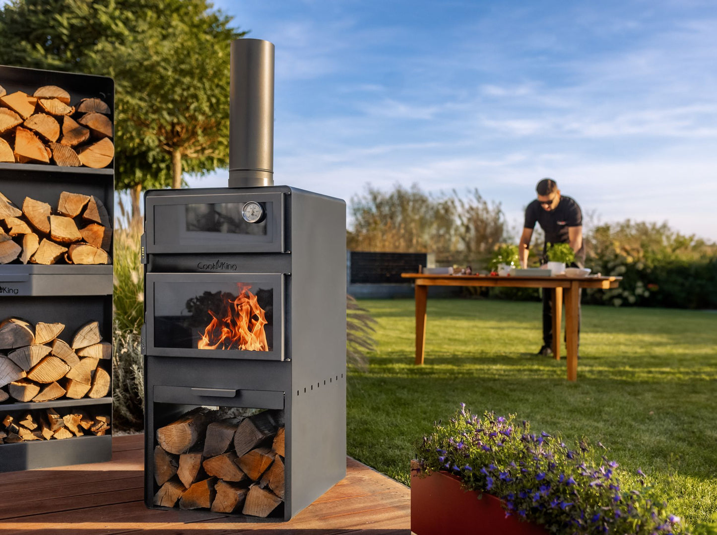 Gartenofen Vento mit Backfach und Doppelverglasung