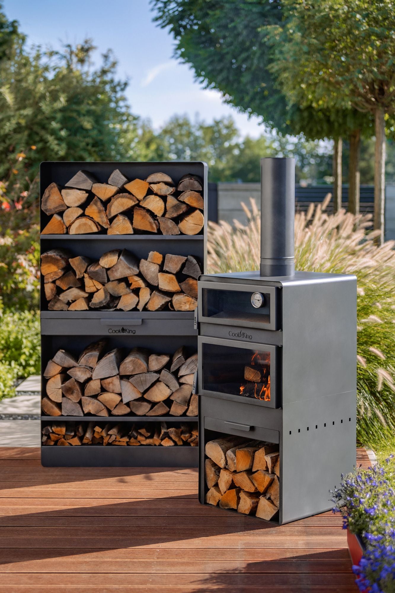 Gartenofen Vento mit Backfach und Doppelverglasung