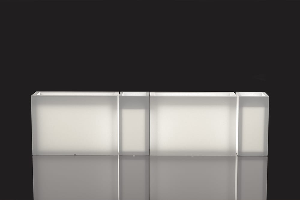 Hoher LED-Pflanzkübel auf Rollen Monumo Tower Pot Light Neutralweiß 70 cm