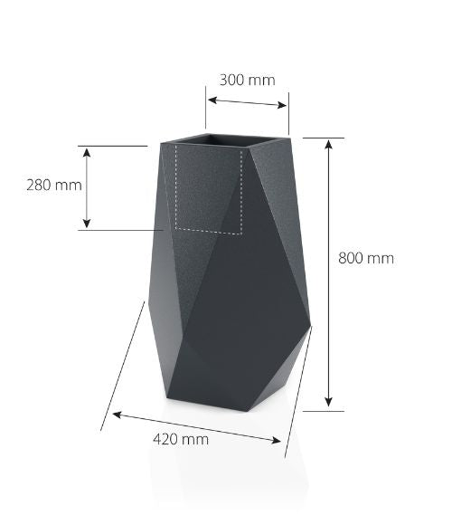 Hoher LED-Pflanzkübel Monumo Volcano Light Kaltweiß 80 cm
