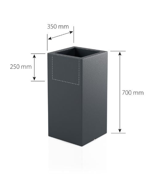 Beleuchteter hoher LED-Blumentopf Tower Pot Light 70 cm – Kaltweiß 6000K