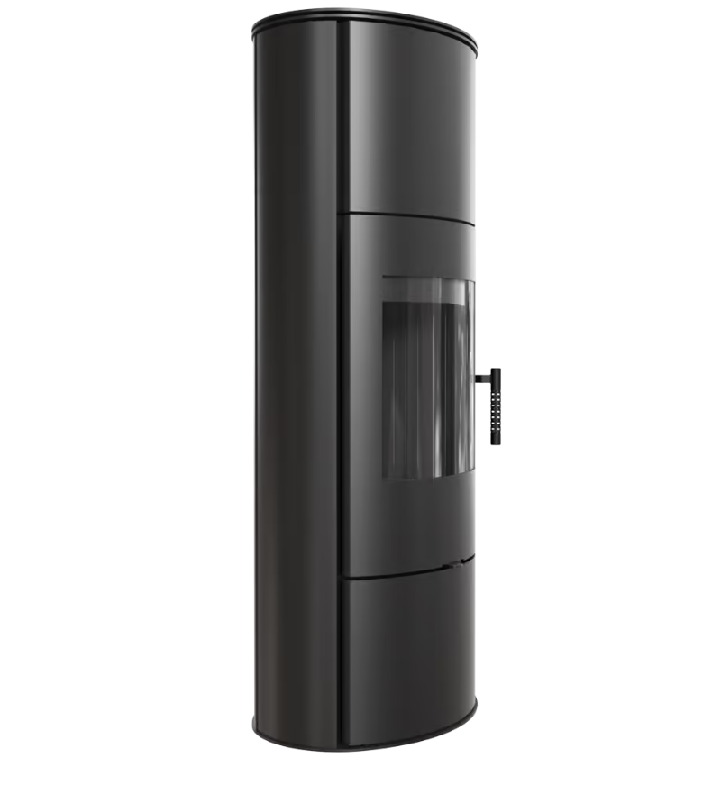 Kaminofen aus stahl KRATKI ROLLO Hoch Ø 150 7 kW schwarz Verkleidung