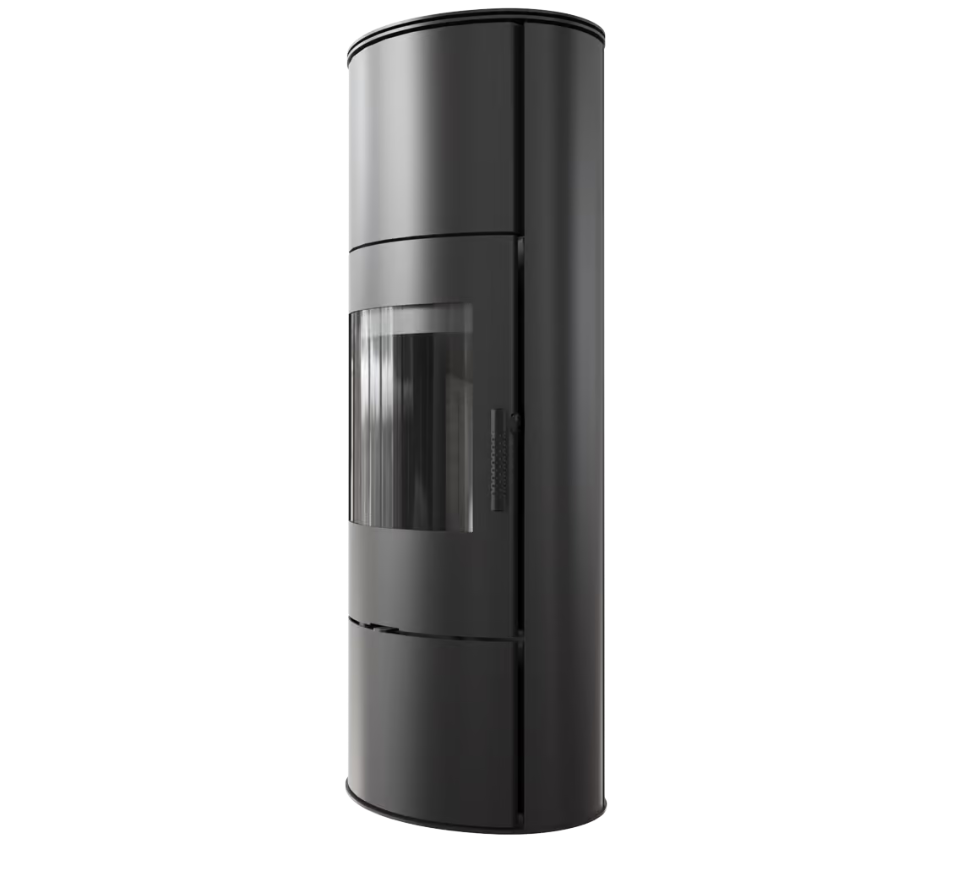 Kaminofen aus stahl KRATKI ROLLO Hoch Ø 150 7 kW schwarz Verkleidung