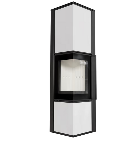 Kaminofen aus Stahl Tora/L 8 kW Ø 150 Weißes Glaspaneel