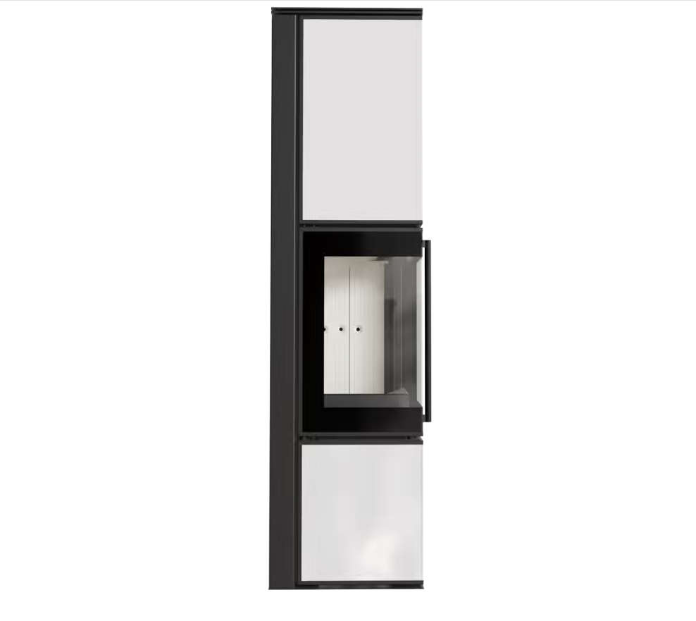 Kaminofen aus Stahl Tora/L 8 kW Ø 150 Weißes Glaspaneel