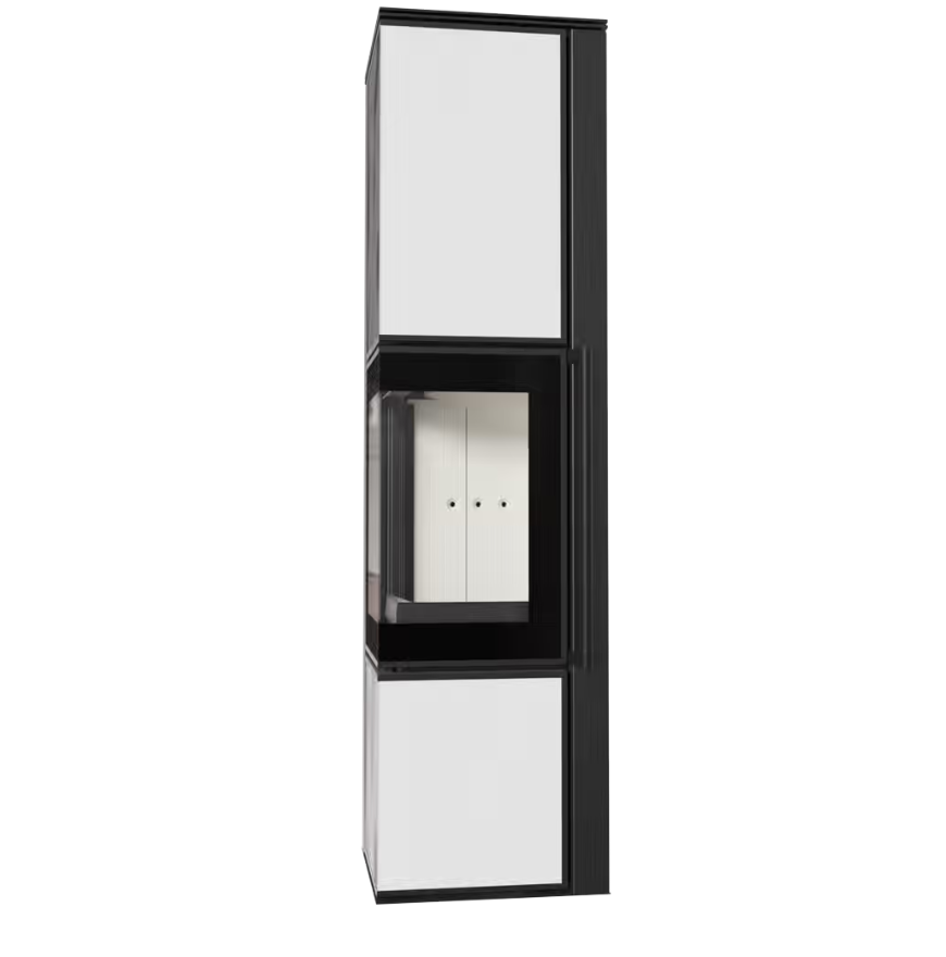 Kaminofen aus Stahl Tora/L 8 kW Ø 150 Weißes Glaspaneel