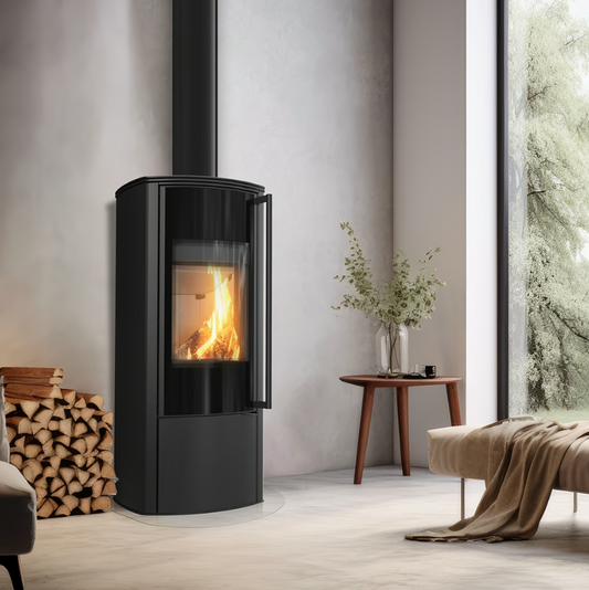 Freistehender Stahlofen Enyo R 5,5 kW Ø 100/150
