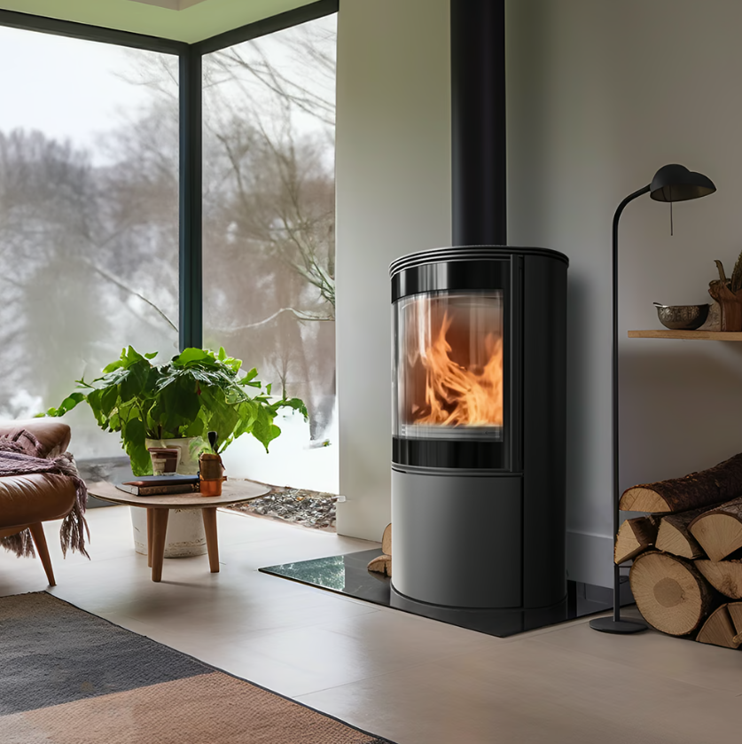 Kaminofen aus Stahl KRATKI BJORN 10 kW Ø 150 mit Türfeder