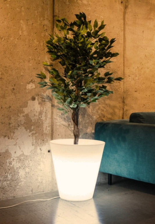 Beleuchteter runder LED-Blumentopf Ovo Light 50 cm – Warmweiß 3000K