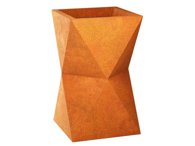 Geometrischer Cortenstahl-Pflanzkübel AMPOLLETA S (45×45×82,5 cm)