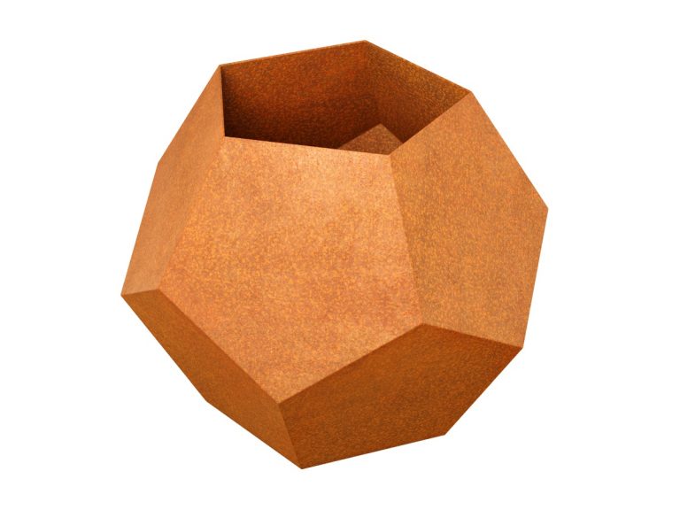 Geometrischer Cortenstahl-Pflanzkübel BOLA (110×110×90 cm)