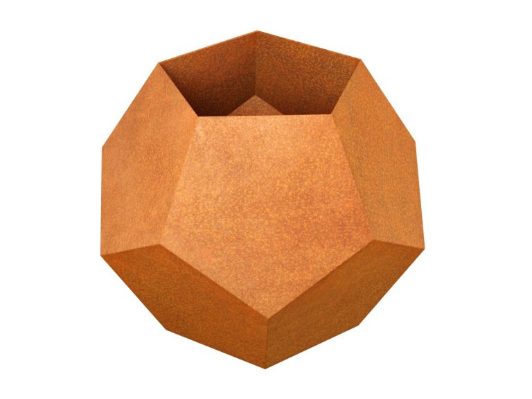 Geometrischer Cortenstahl-Pflanzkübel BOLA (110×110×90 cm)