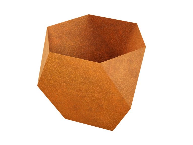Geometrischer Cortenstahl-Pflanzkübel CONTENADOR (100×100×95 cm)