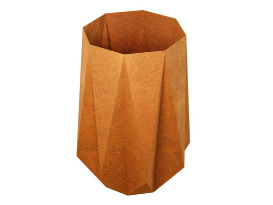 Geometrischer Cortenstahl-Pflanzkübel CRISTAL (65×65×92 cm)