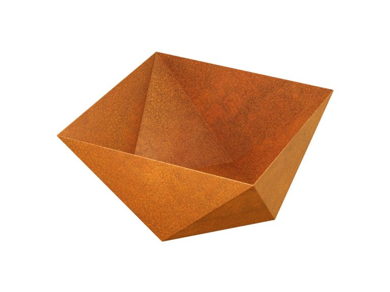 Geometrischer Cortenstahl-Pflanzkübel CUBETA (60×60×40 cm)
