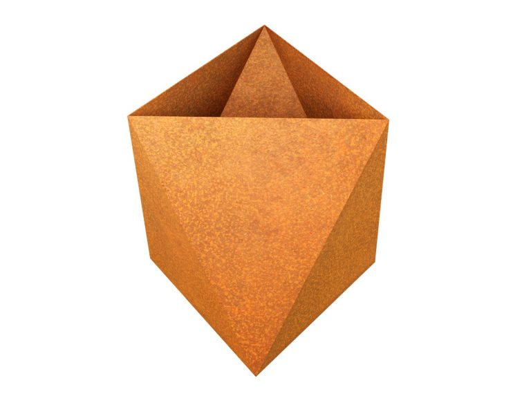 Geometrischer Cortenstahl-Pflanzkübel TRIANGULO (60×60×60 cm)