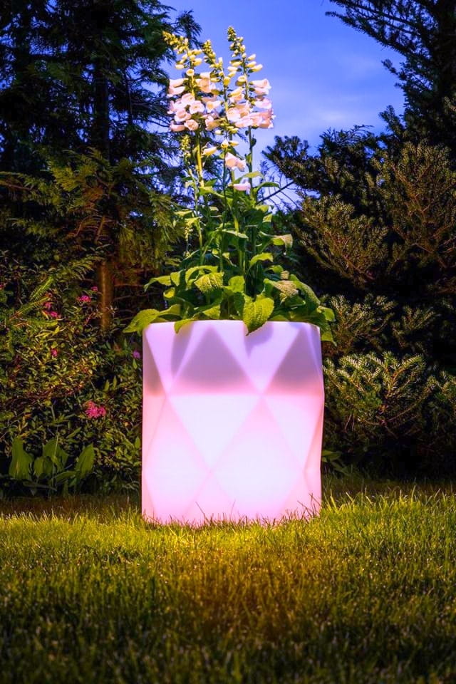 Beleuchteter geometrischer LED-Blumentopf Modena Light 54 cm – Warmweiß 3000K