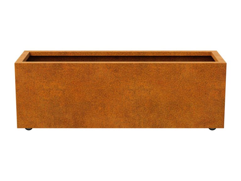 Cortenstahl-Pflanzkübel auf Rollen MOVIL 1 (140×45×45 cm)
