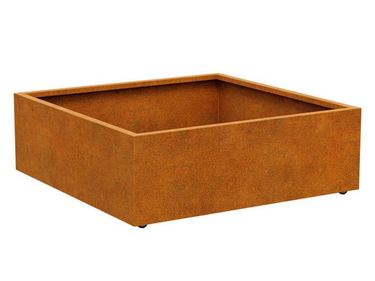 Cortenstahl-Pflanzkübel auf Rollen MOVIL 5 (140×140×45 cm)