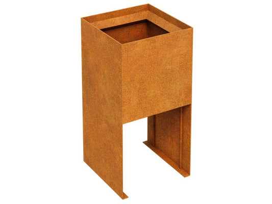 Cortenstahl-Pflanzkübel PLANTA 11 mit schrägem Rand (50 × 50 × 100 cm)