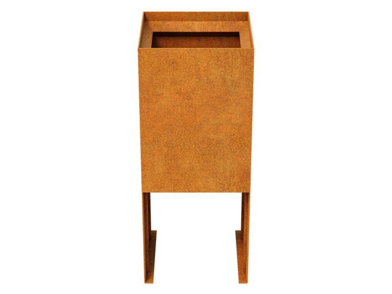 Cortenstahl-Pflanzkübel PLANTA 12 mit schrägem Rand (50 × 50 × 120 cm)
