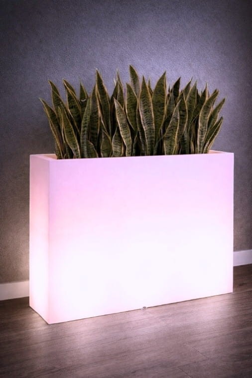 Beleuchteter rechteckiger LED-Pflanzkübel Lungo Grande Light 85 cm – RGB + Fernbedienung