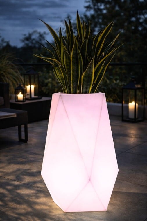 Hoher LED-Pflanzkübel Monumo Volcano Light RGB mit Fernbedienung 80 cm