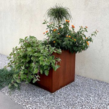 Metall-Pflanzkübel aus Cortenstahl CUBO 1 (30×30×30 cm)