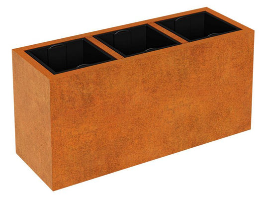 Cortenstahl-Pflanzkübel mit Einsatz DEPO 10 (125×45×60 cm)