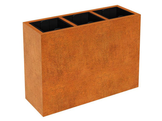 Cortenstahl-Pflanzkübel mit Einsatz DEPO 11 (125×45×90 cm)