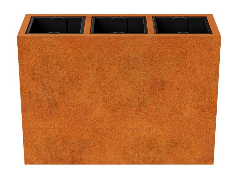 Cortenstahl-Pflanzkübel mit Einsatz DEPO 11 (125×45×90 cm)