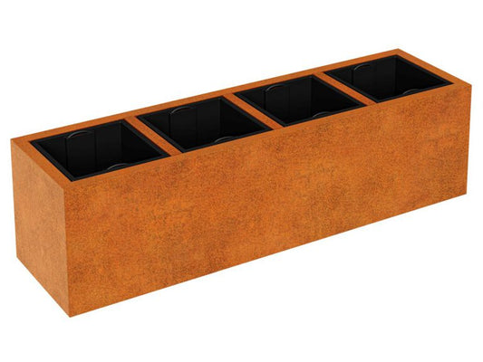 Cortenstahl-Pflanzkübel mit Einsatz DEPO 13 (165×45×45 cm)
