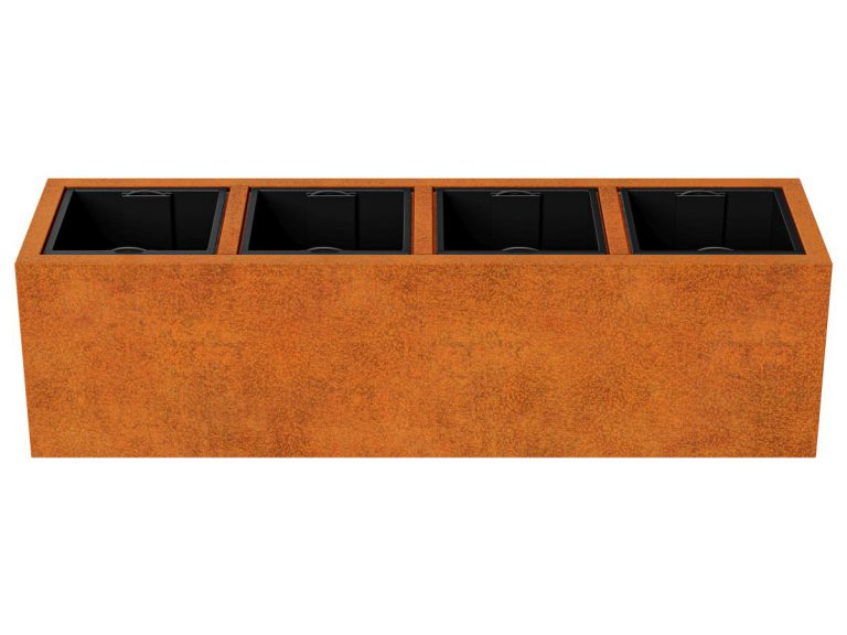 Cortenstahl-Pflanzkübel mit Einsatz DEPO 13 (165×45×45 cm)
