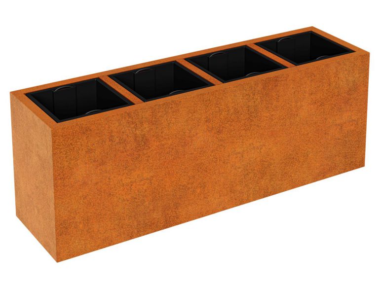 Cortenstahl-Pflanzkübel mit Einsatz DEPO 14 (165×45×60 cm)