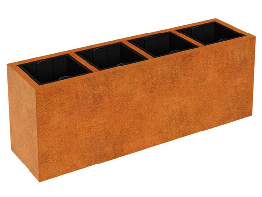 Cortenstahl-Pflanzkübel mit Einsatz DEPO 14 (165×45×60 cm)