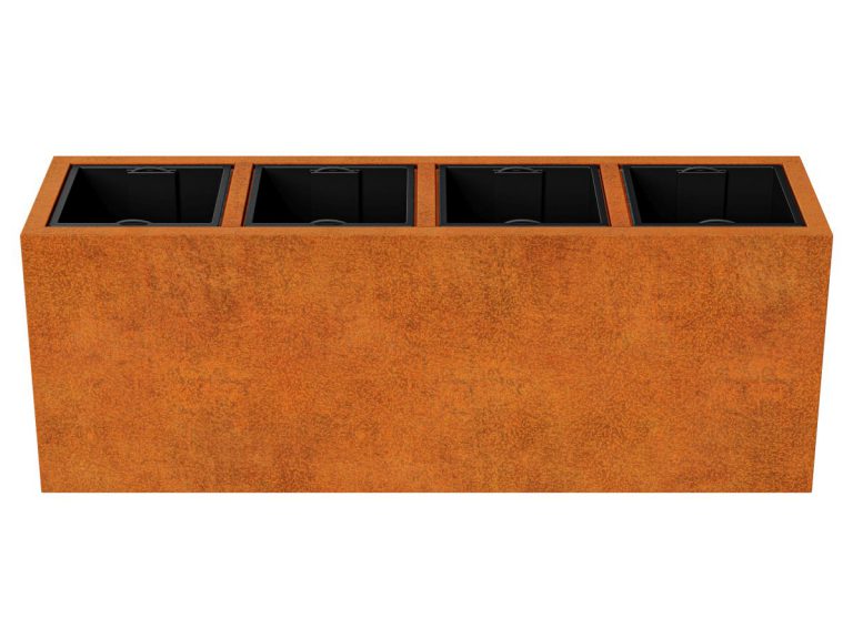Cortenstahl-Pflanzkübel mit Einsatz DEPO 14 (165×45×60 cm)