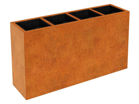 Cortenstahl-Pflanzkübel mit Einsatz DEPO 15 (165×45×90 cm)