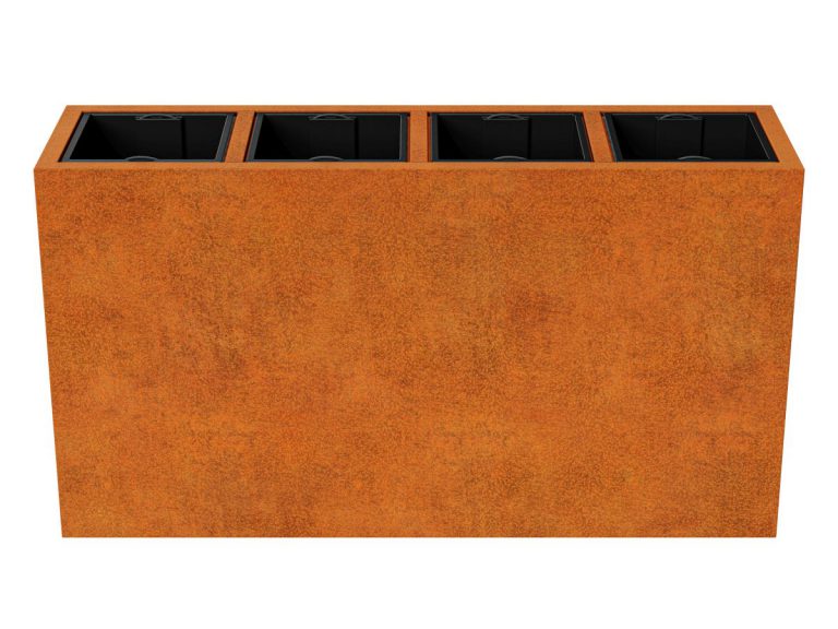 Cortenstahl-Pflanzkübel mit Einsatz DEPO 15 (165×45×90 cm)