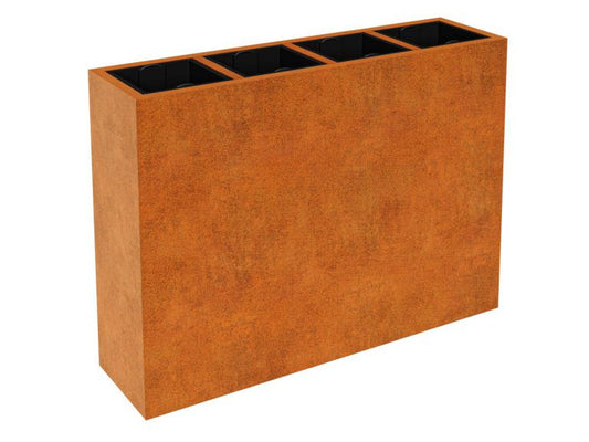 Cortenstahl-Pflanzkübel mit Einsatz DEPO 16 (165×45×120 cm)