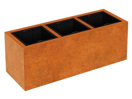 Cortenstahl-Pflanzkübel mit Einsatz DEPO 9 (125x45x45 cm)