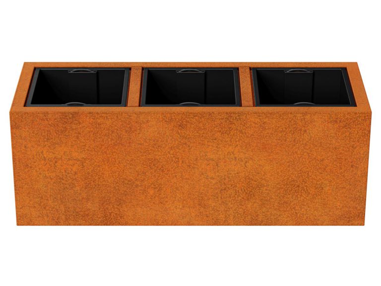 Cortenstahl-Pflanzkübel mit Einsatz DEPO 9 (125x45x45 cm)