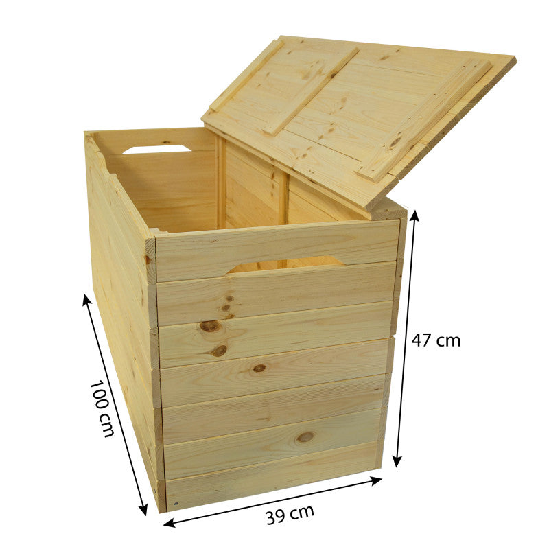 Garten-Holzkiste 200 L mit Deckel – praktische Aufbewahrungsbox aus Naturholz