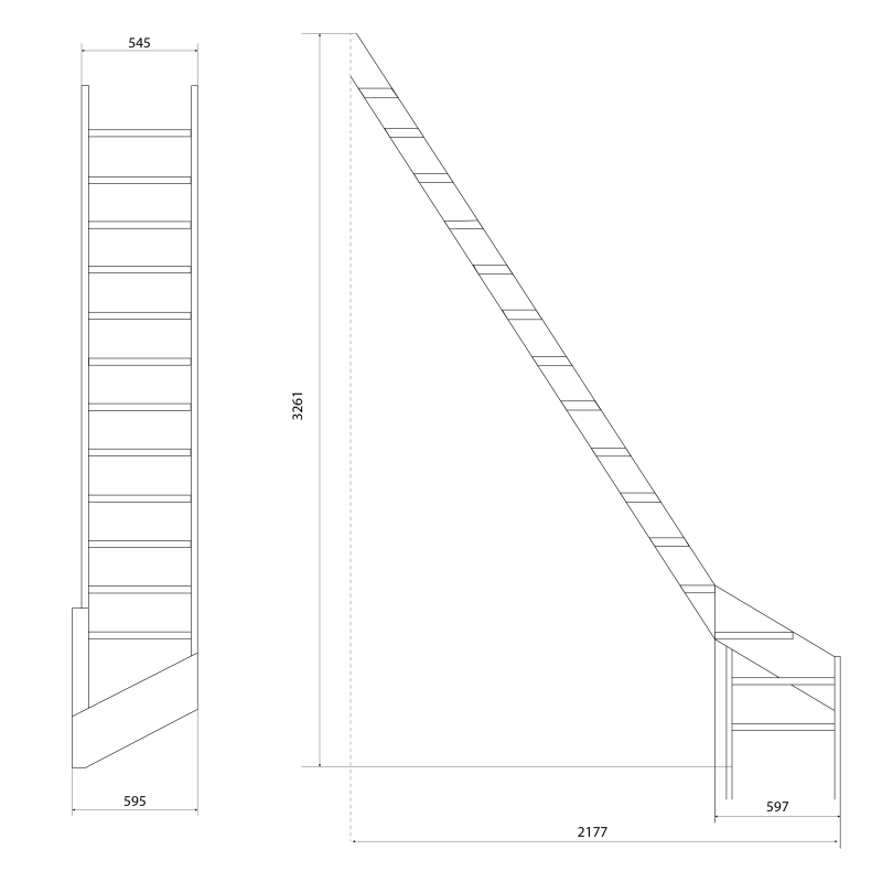 Müllertreppe aus Holz – "Kopenhaga 545" – links gewendelt